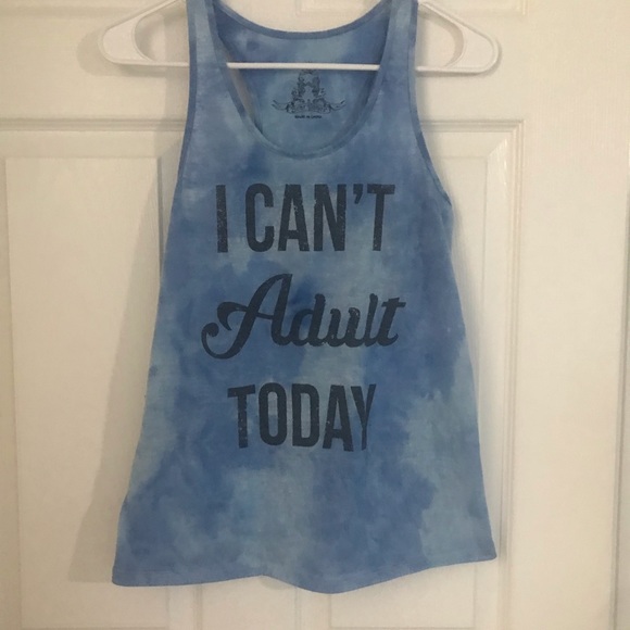 Bear Dance Tops - Bear Dance ‘I Can’t Adult Today’ Blue Tie-dyed Tank-size S